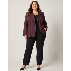 Talbots Double Breasted Wool Blend Blazer Jacket Plum Burgundy Corpcore Career‎